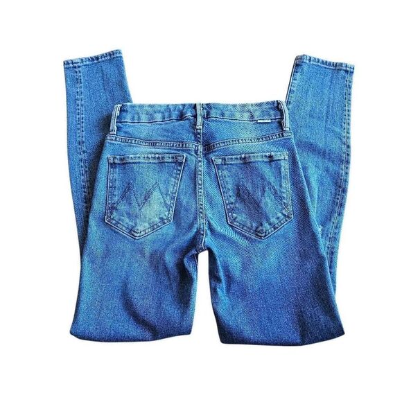 Mother womens blue high rise distressed skinny jeans fit Sz 0 - Picture 2 of 8